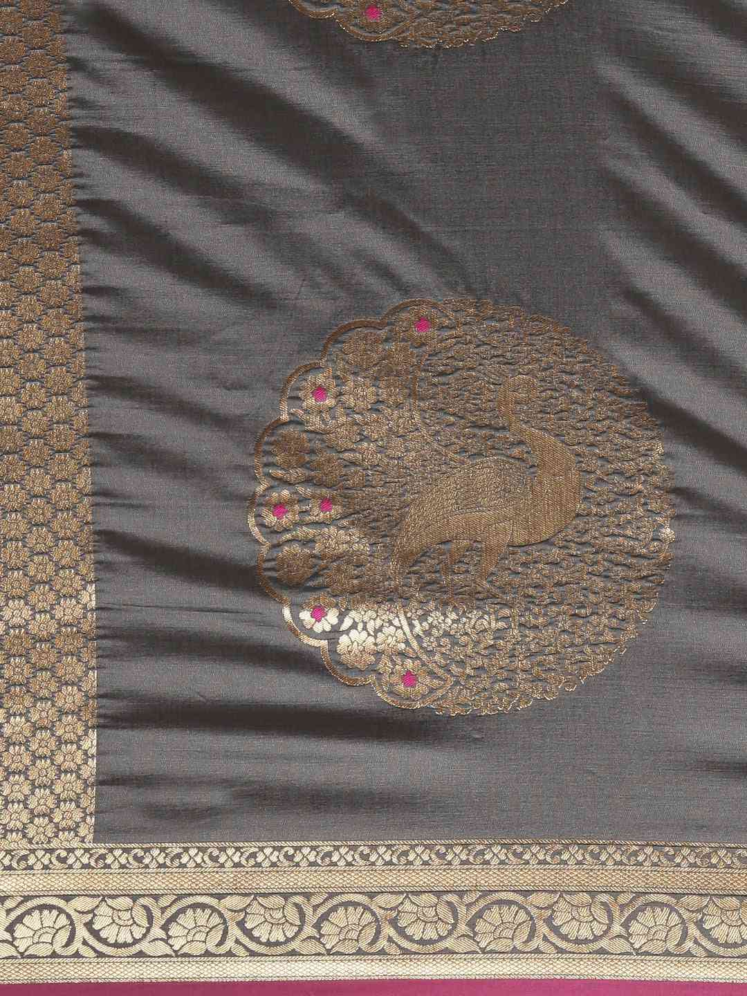 Banarasi Grey Colour Silk Woven Design Saree