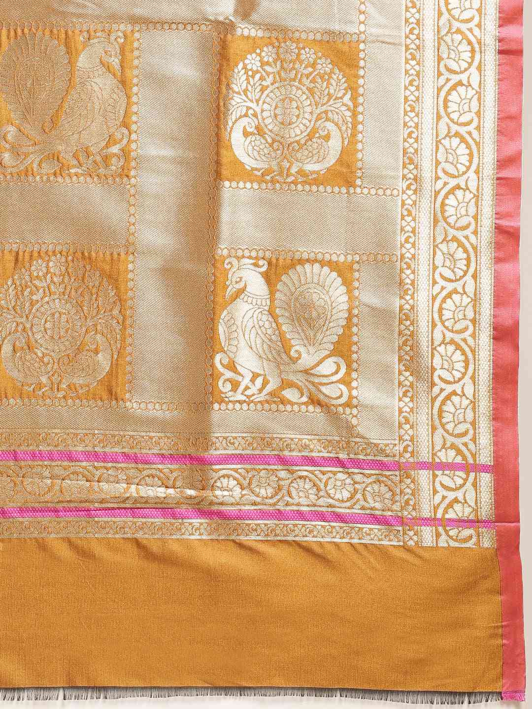 Stylish Banarasi Mustard Colour Silk Saree