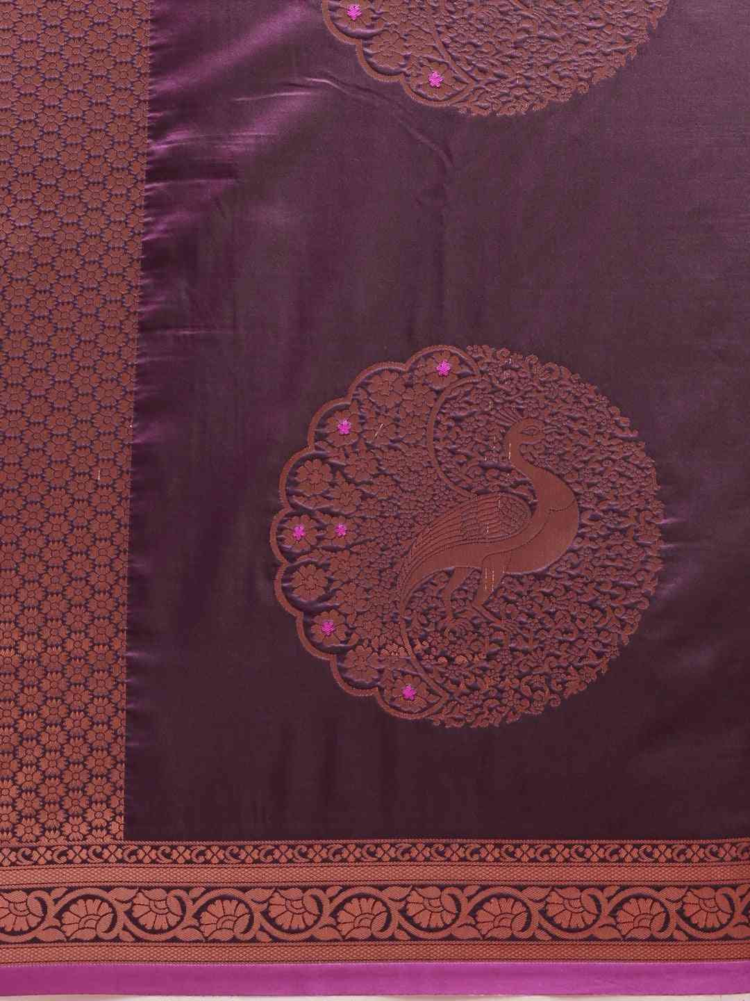 Banarasi Wine Colour Silk Saree With Woven Designs