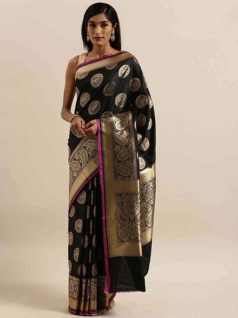 Traditional Black Colour Silk Blend Banarasi Saree