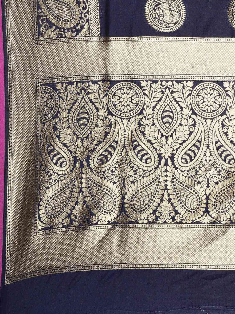Traditional Navy Silk Blend Banarasi Saree