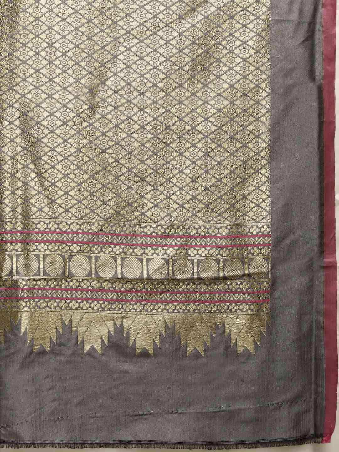 Kanjivaram Grey Colour Silk Blend Woven Design Saree