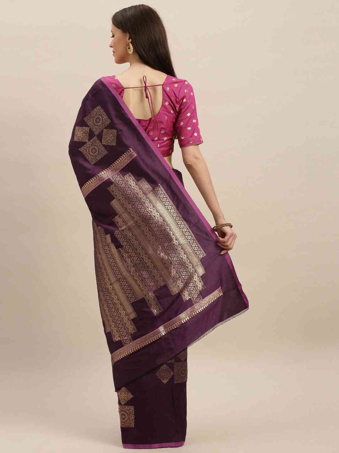 Stylish Kanjivaram Wine Colour Silk Blend Saree