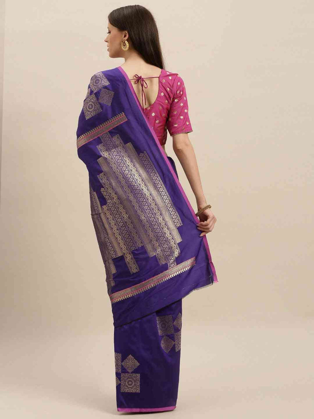 Stylish Kanjivaram Indigo Colour Silk Blend Saree