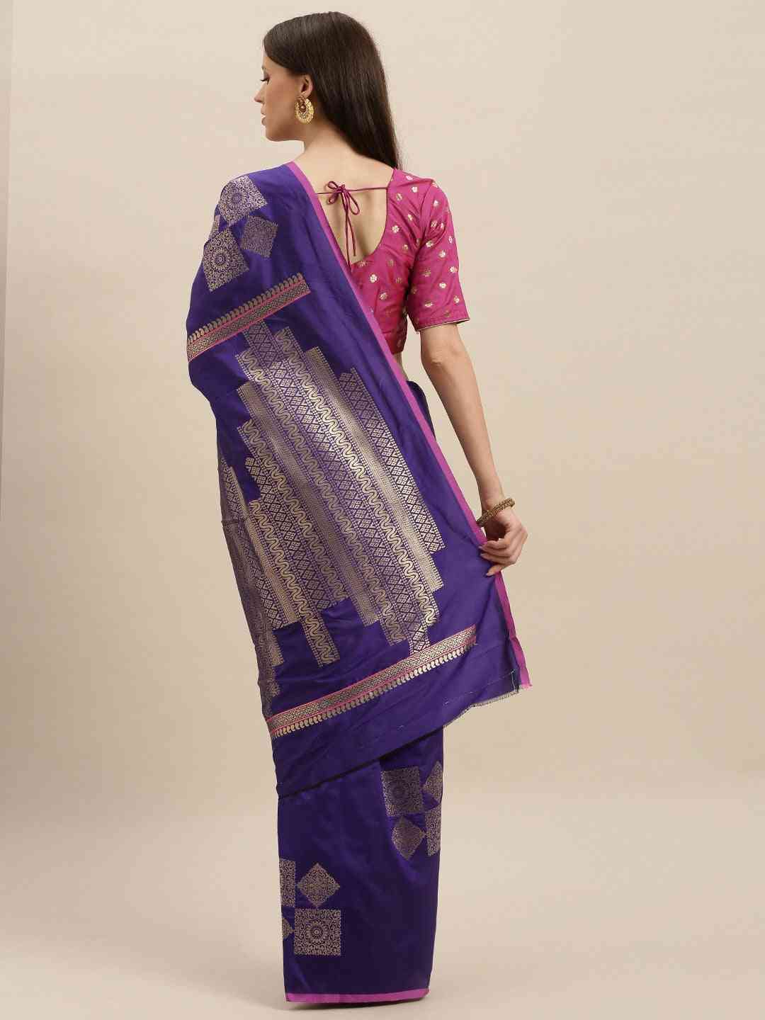 Stylish Kanjivaram Indigo Colour Silk Blend Saree
