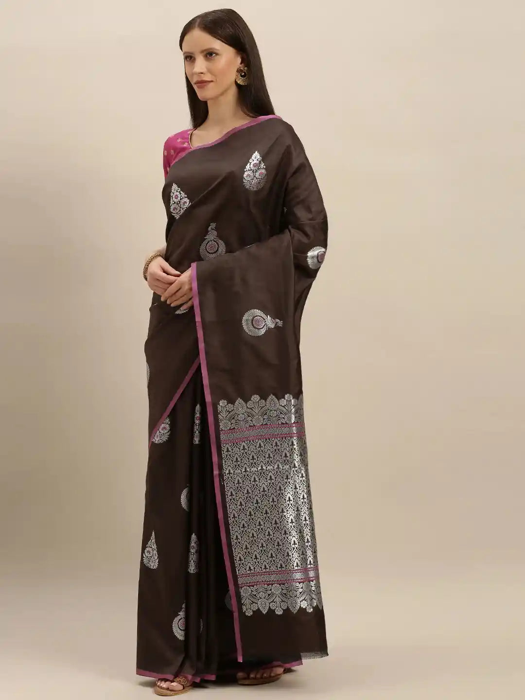 Kanjivaram Coffee Brown Silk Blend Saree