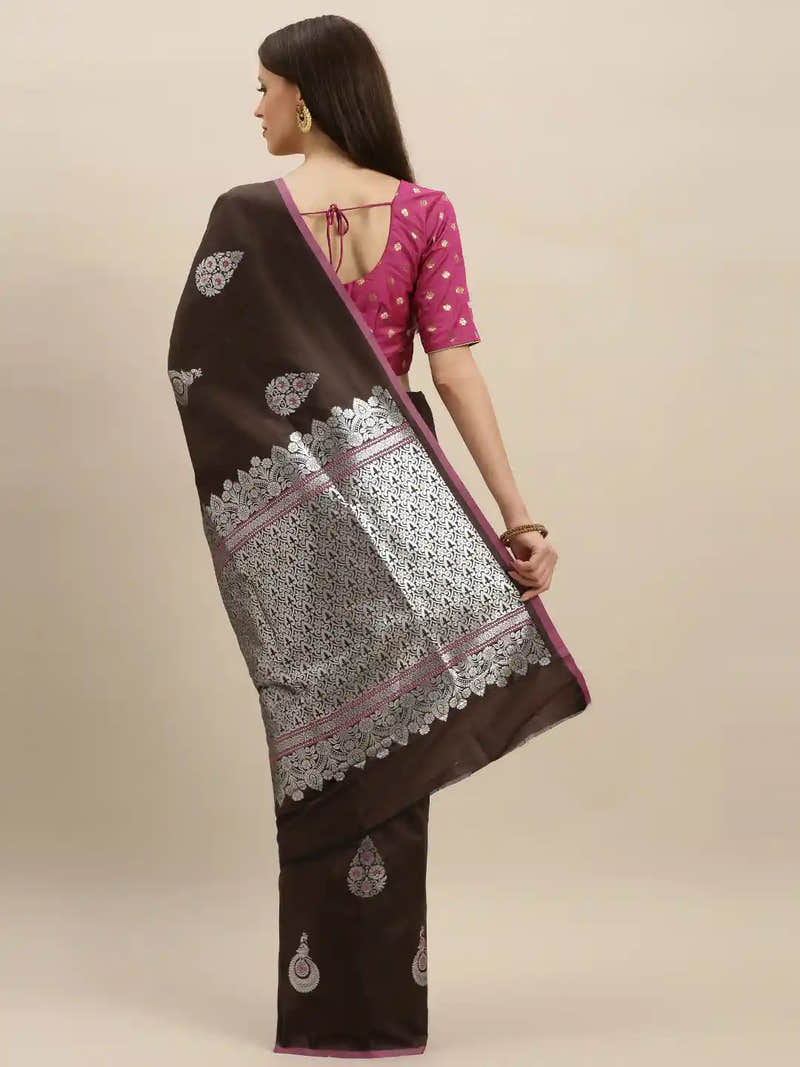 Kanjivaram Coffee Brown Colour Silk Blend Woven Design Saree