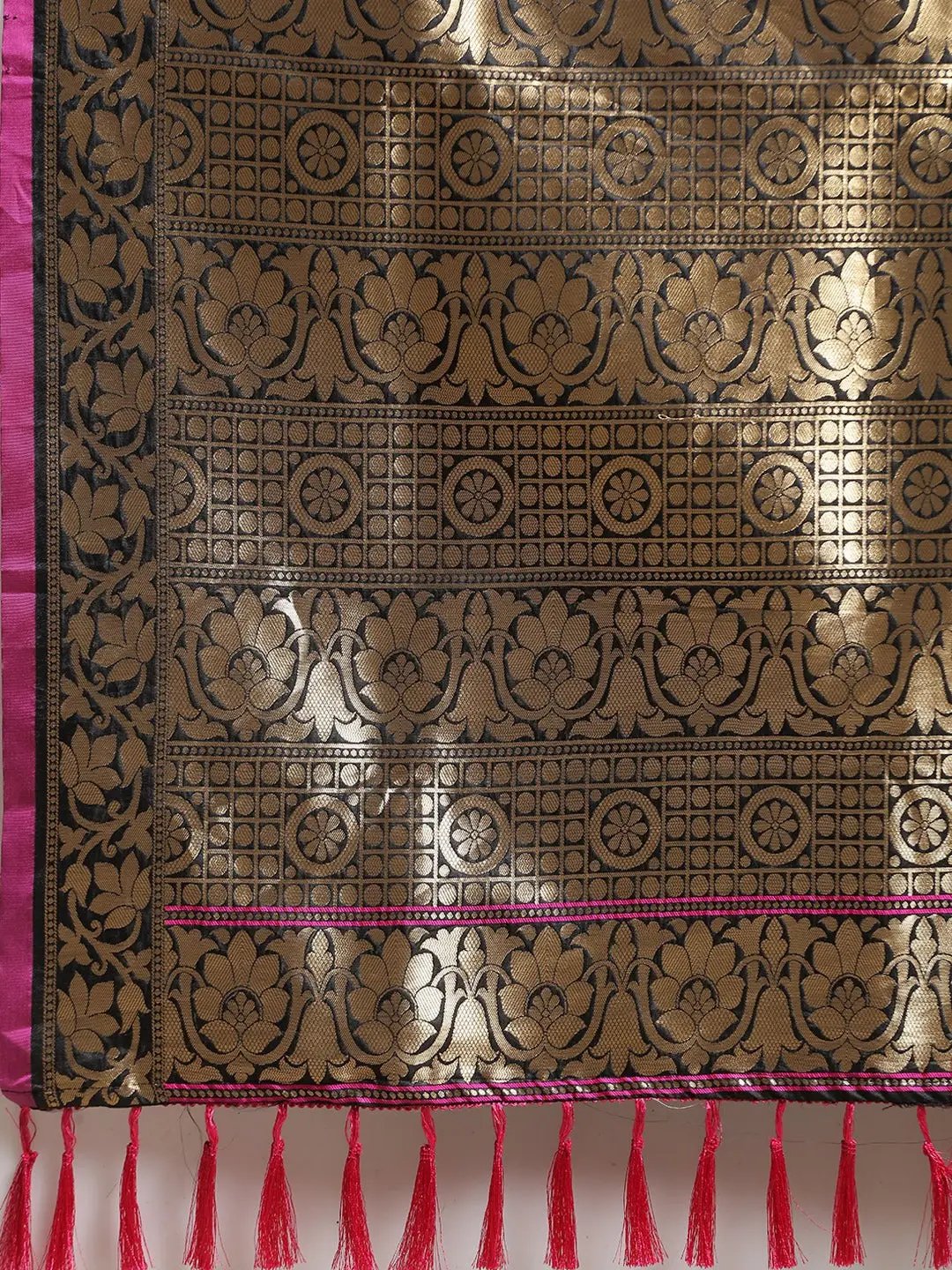 Shop Banarasi Ethnic Motifs Black Colour Woven Saree