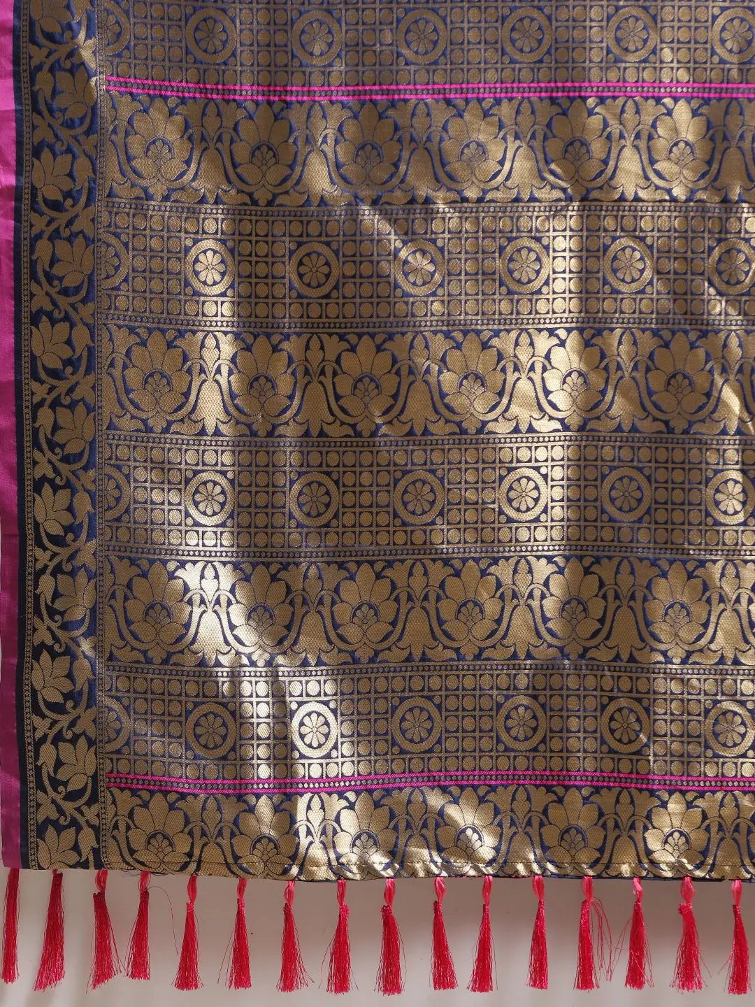 Banarasi Ethnic Motifs Navy Colour Woven Design Saree