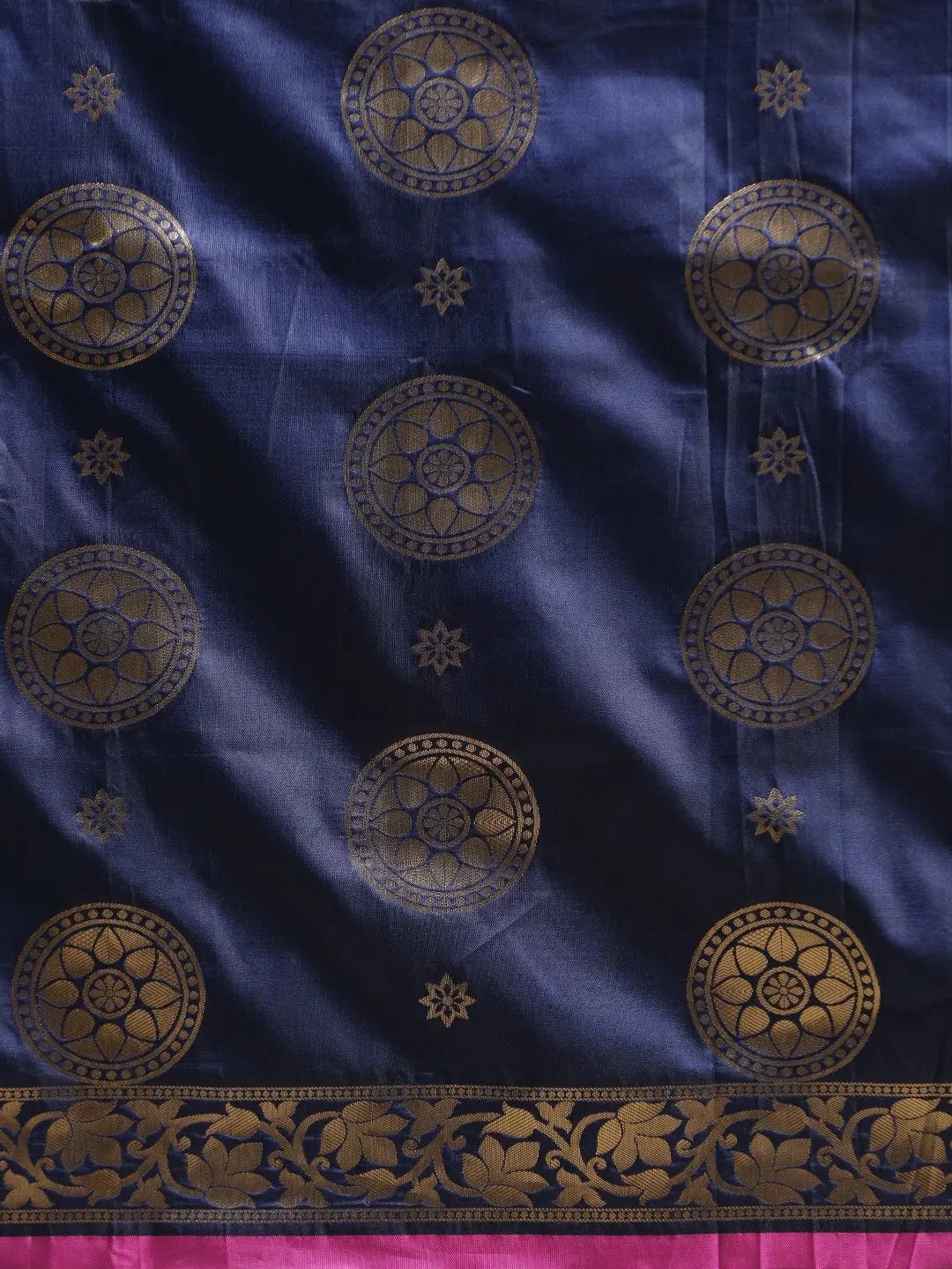 Banarasi Ethnic Motifs Navy Colour Woven Design Saree