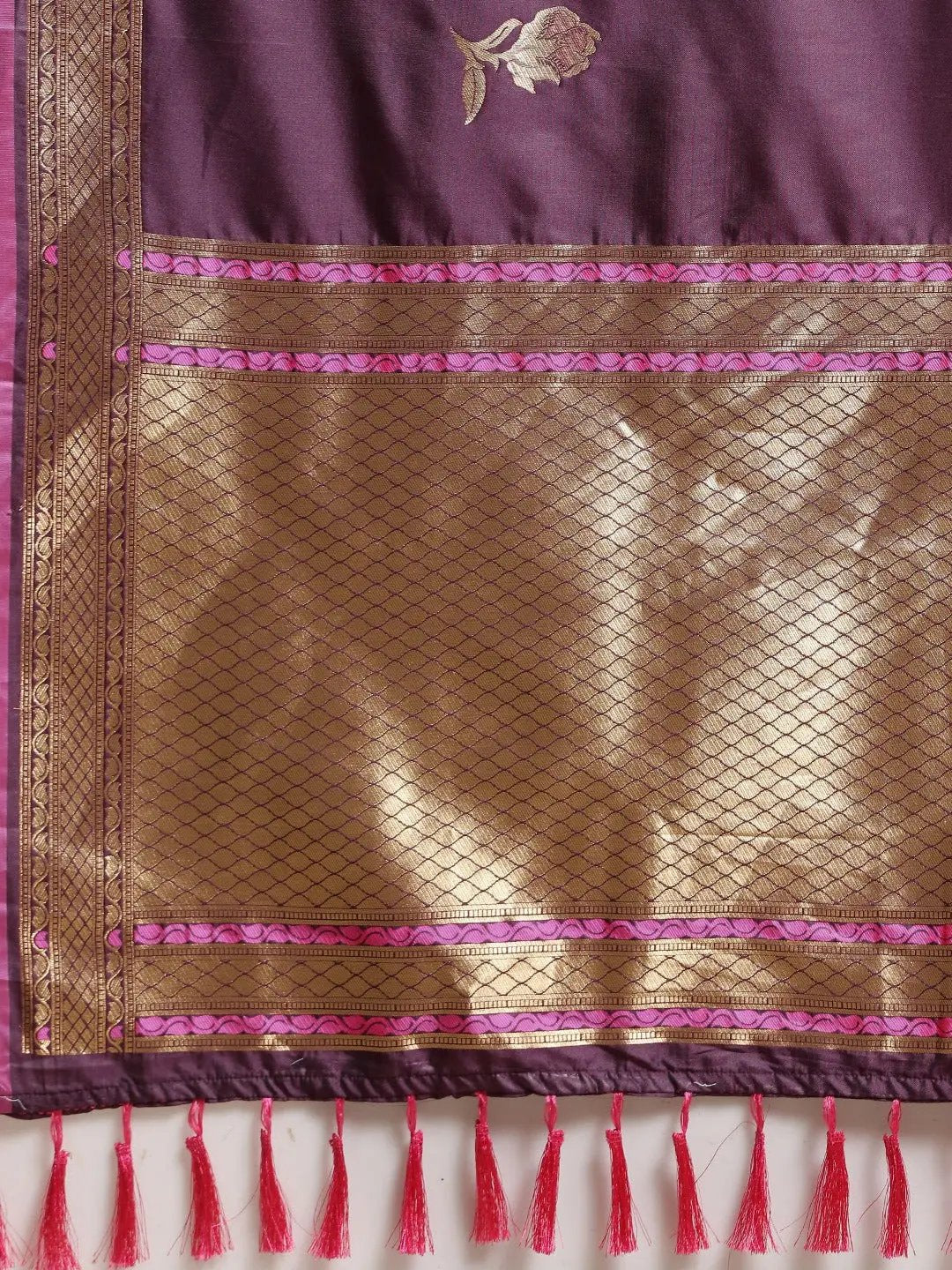 Traditional Banarasi Woven Design Burgundy Colour Silk Saree