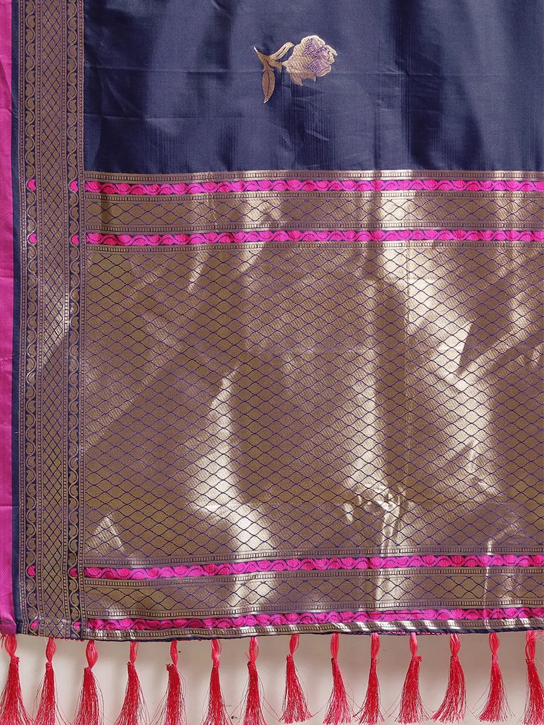 Traditional Banarasi Blue Colour Silk Woven Designs Saree