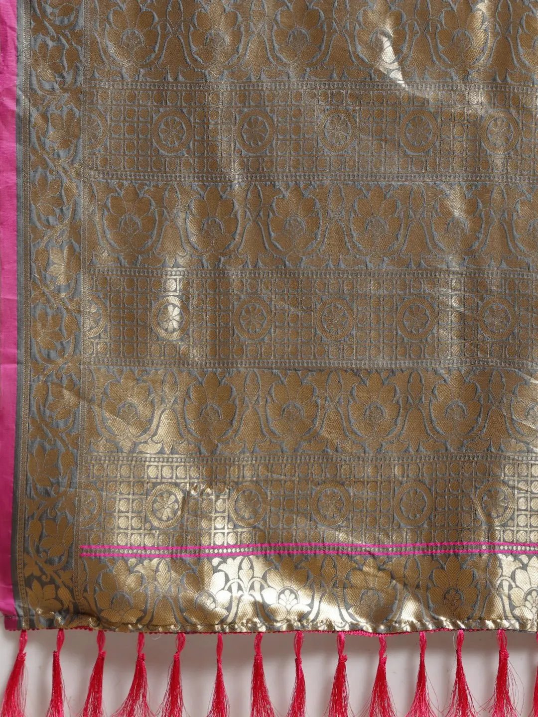 Banarasi Ethnic Motifs Grey Colour Saree Collection