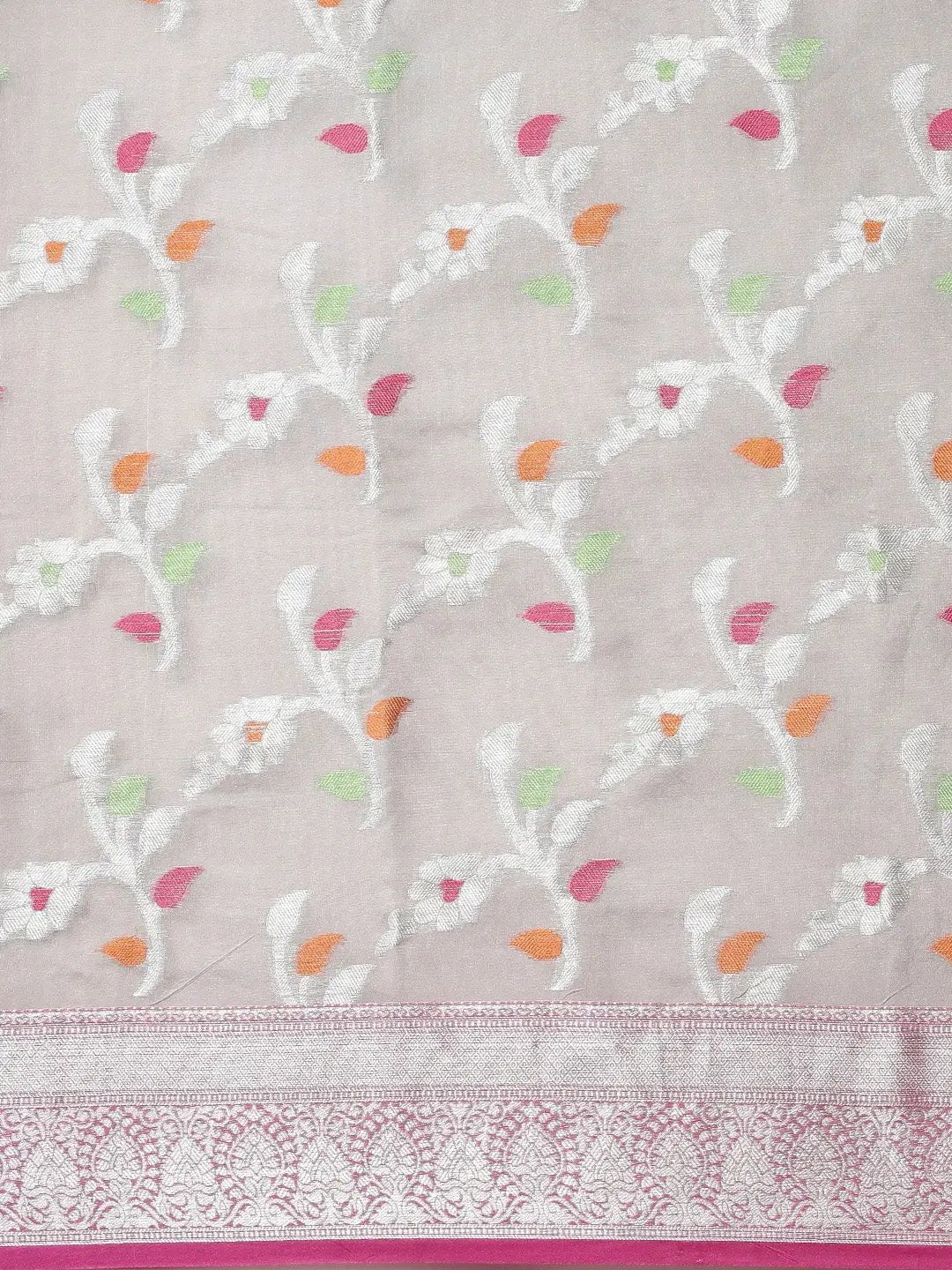 Kora Silk Banarasi Saree With Zari border