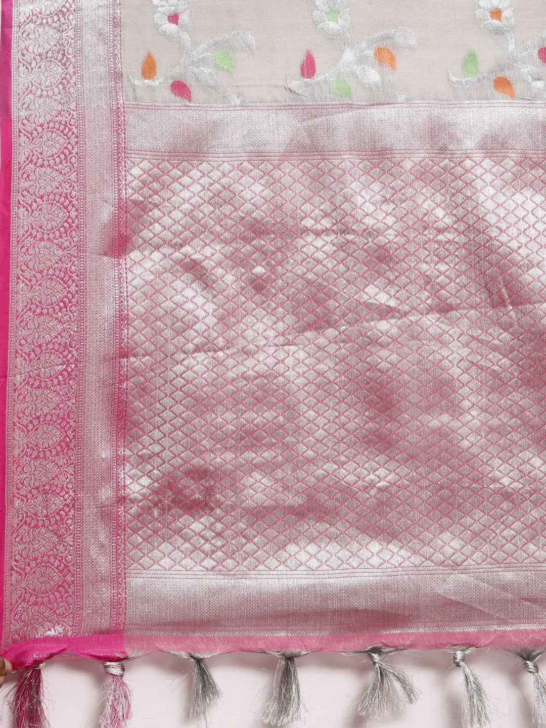 Kora Silk Banarasi Saree With Zari border