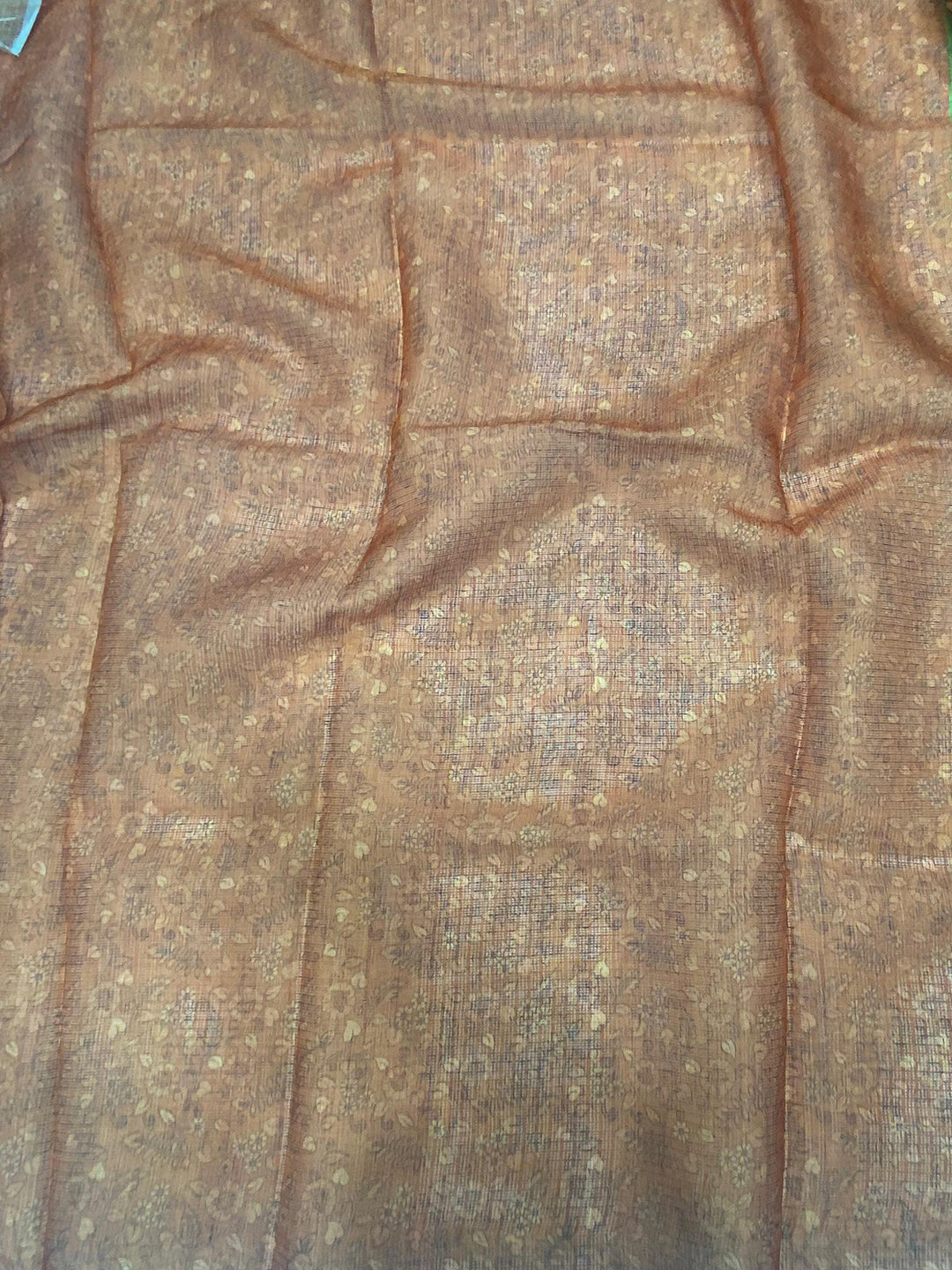 Orange Kota Doriya Kalamkari Saree