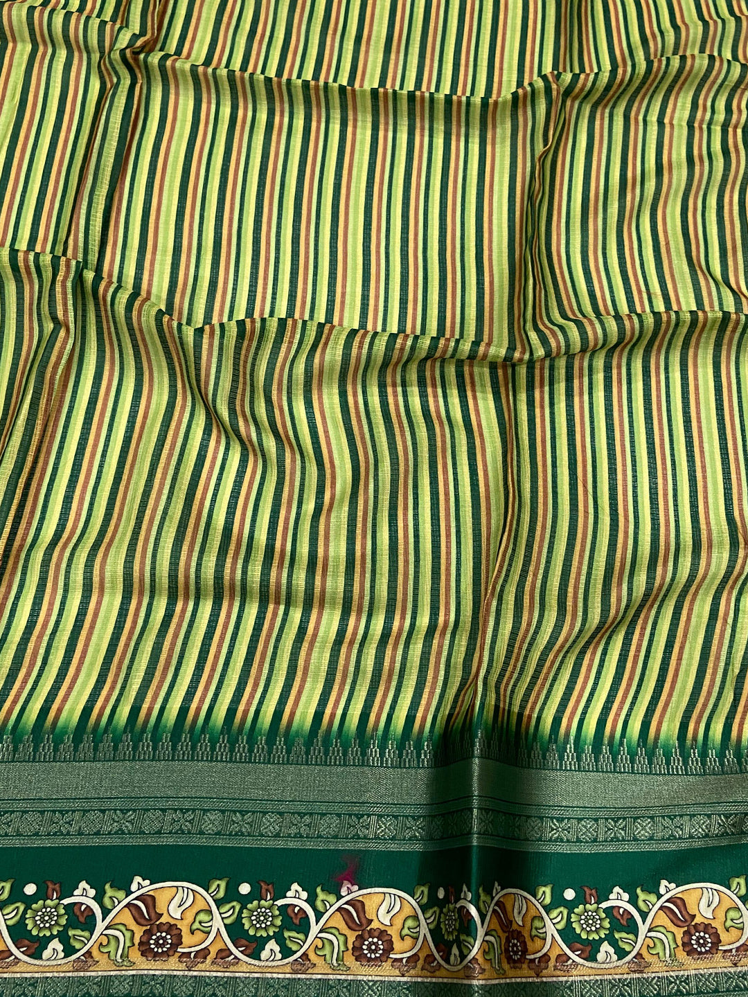 Emerald Green Kota Satin Border Saree