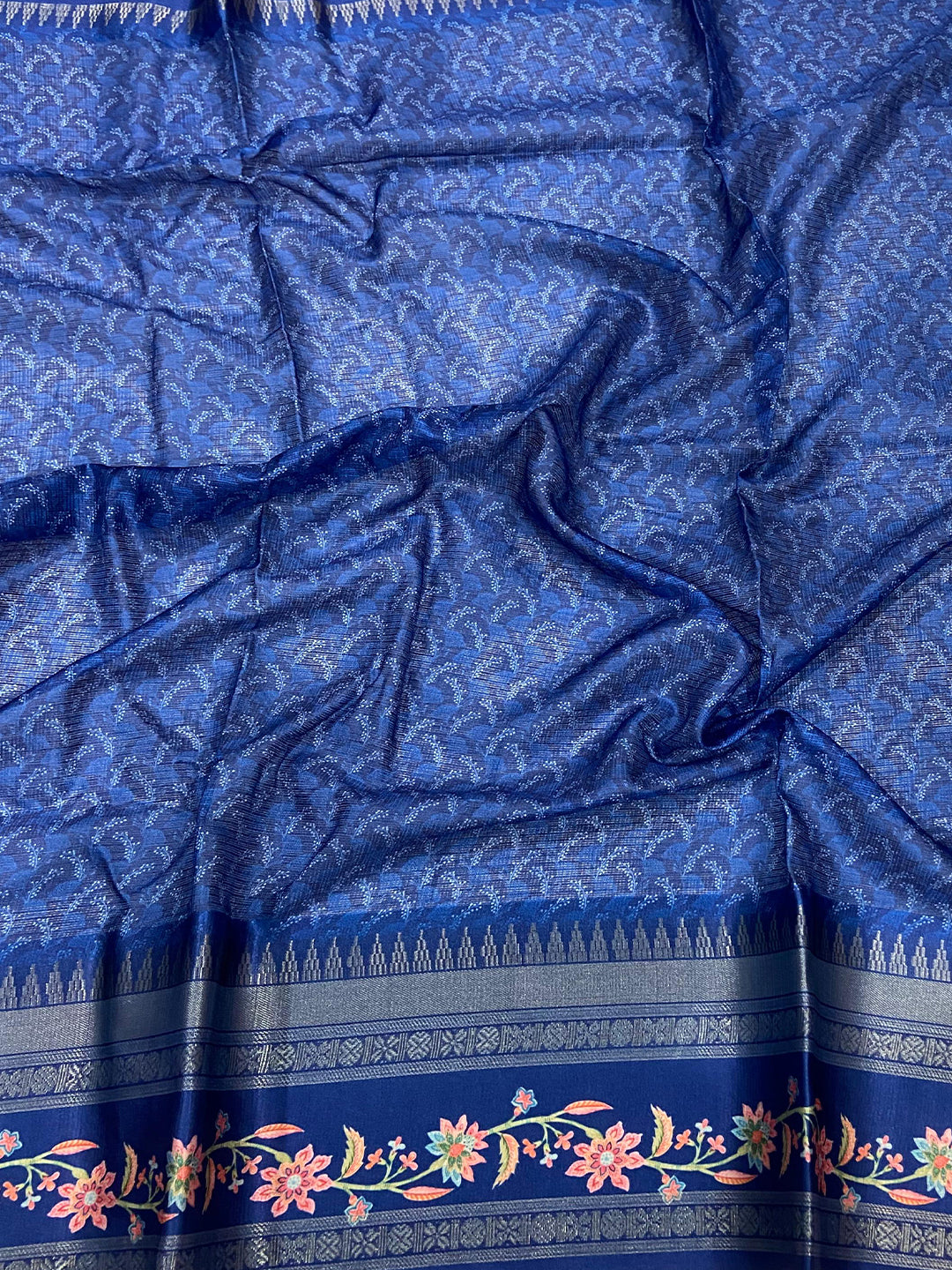 Powder Blue Kota Satin Border Saree