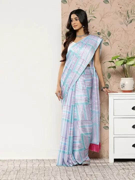 Soft Satin Georgette Pastel Colour Party Wear Saree