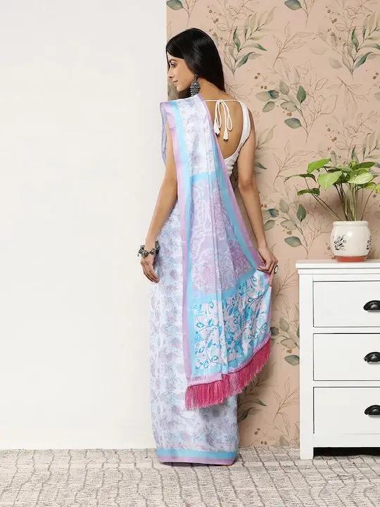 Soft Satin Georgette Pristel Colour Saree