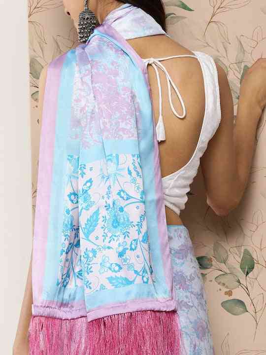 Soft Satin Georgette Pristel Colour Saree