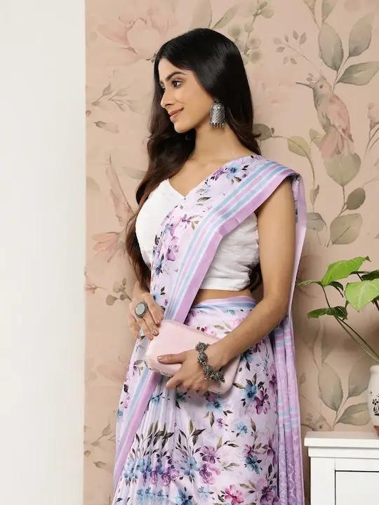 Soft Satin Georgette Pristel Colour Saree