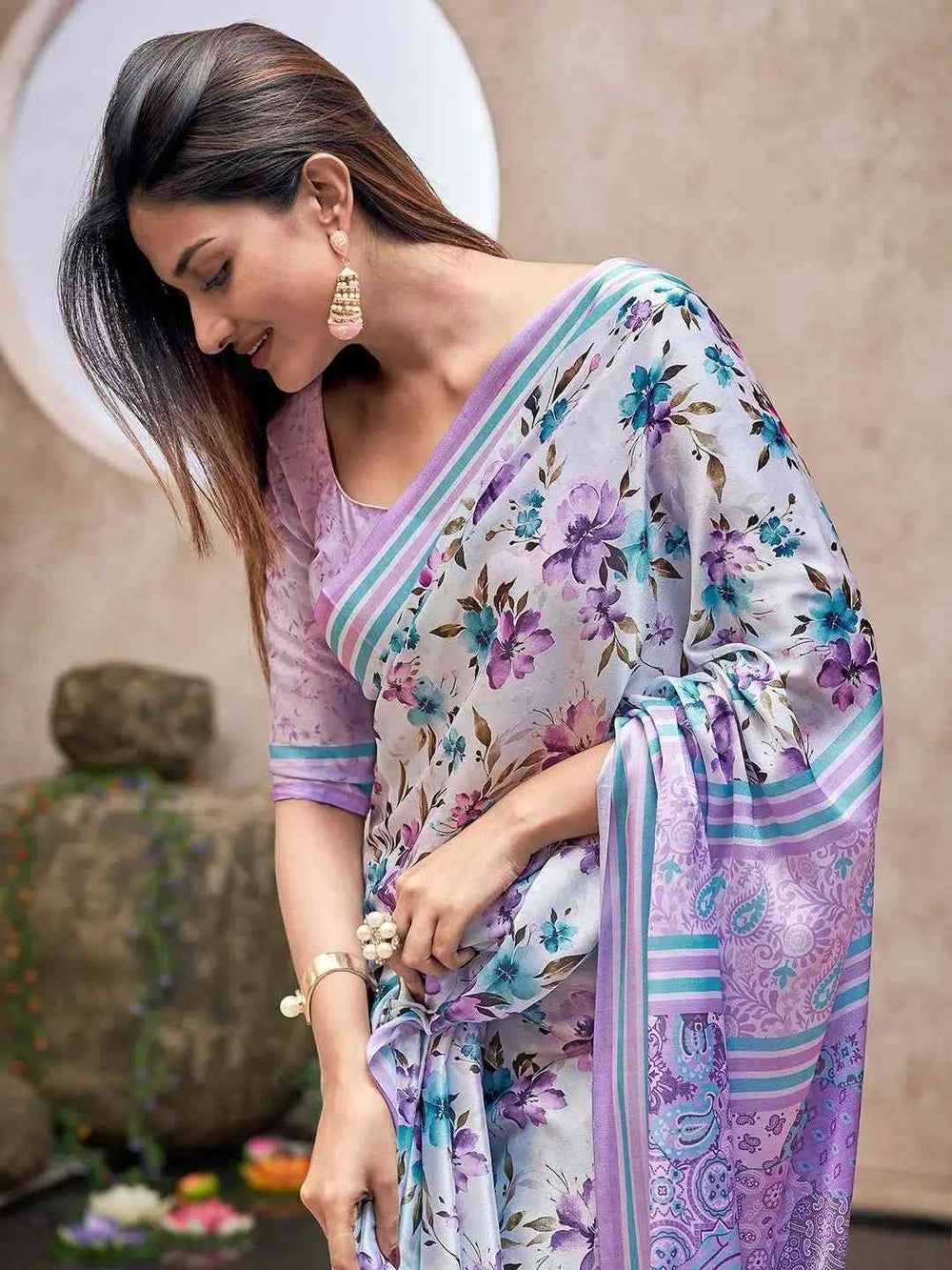 Exclusive Soft Satin Georgette Saree with Digital Print
