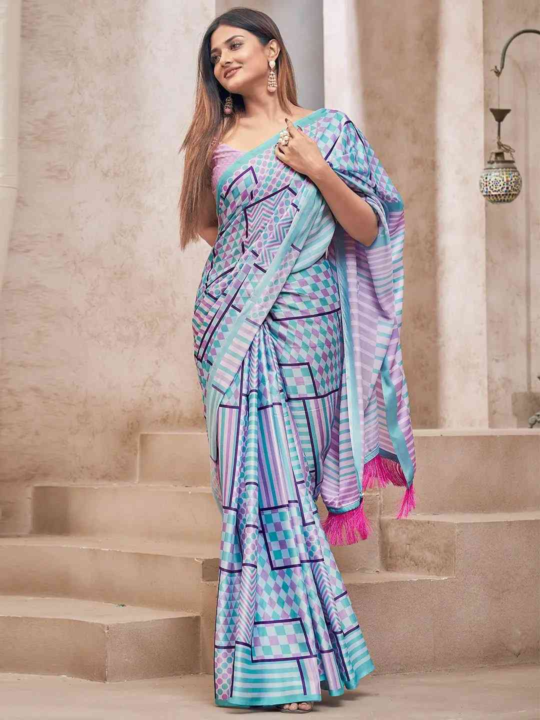 Stylish Soft Satin Georgette Saree with Digital Print
