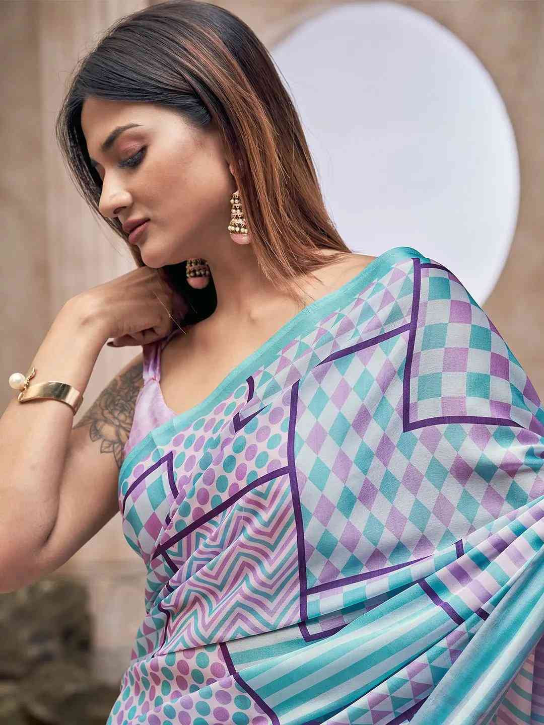 Stylish Soft Satin Georgette Saree with Digital Print