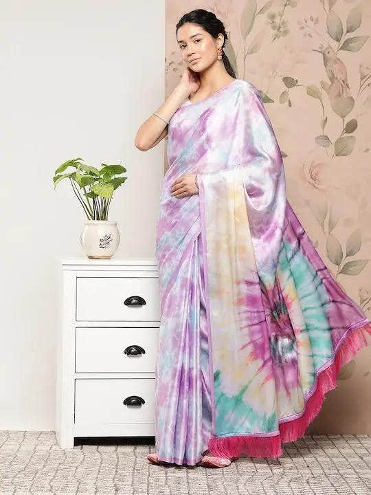 Soft Satin Georgette Pastel Colour Party Wear Saree