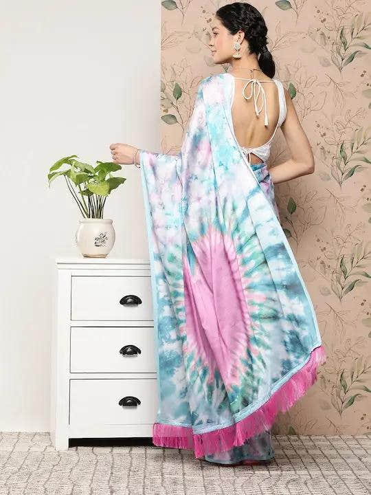 Soft Satin Georgette Pastel Colour Party Wear Saree