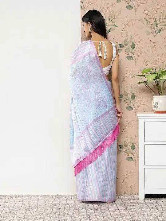 Soft Satin Georgette Pastel Colour Party Wear Saree