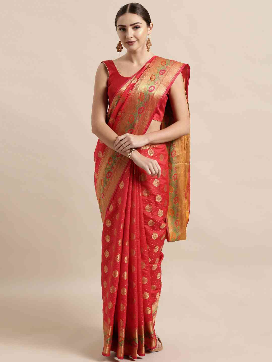 Banarasi Red Colour Woven Design Saree