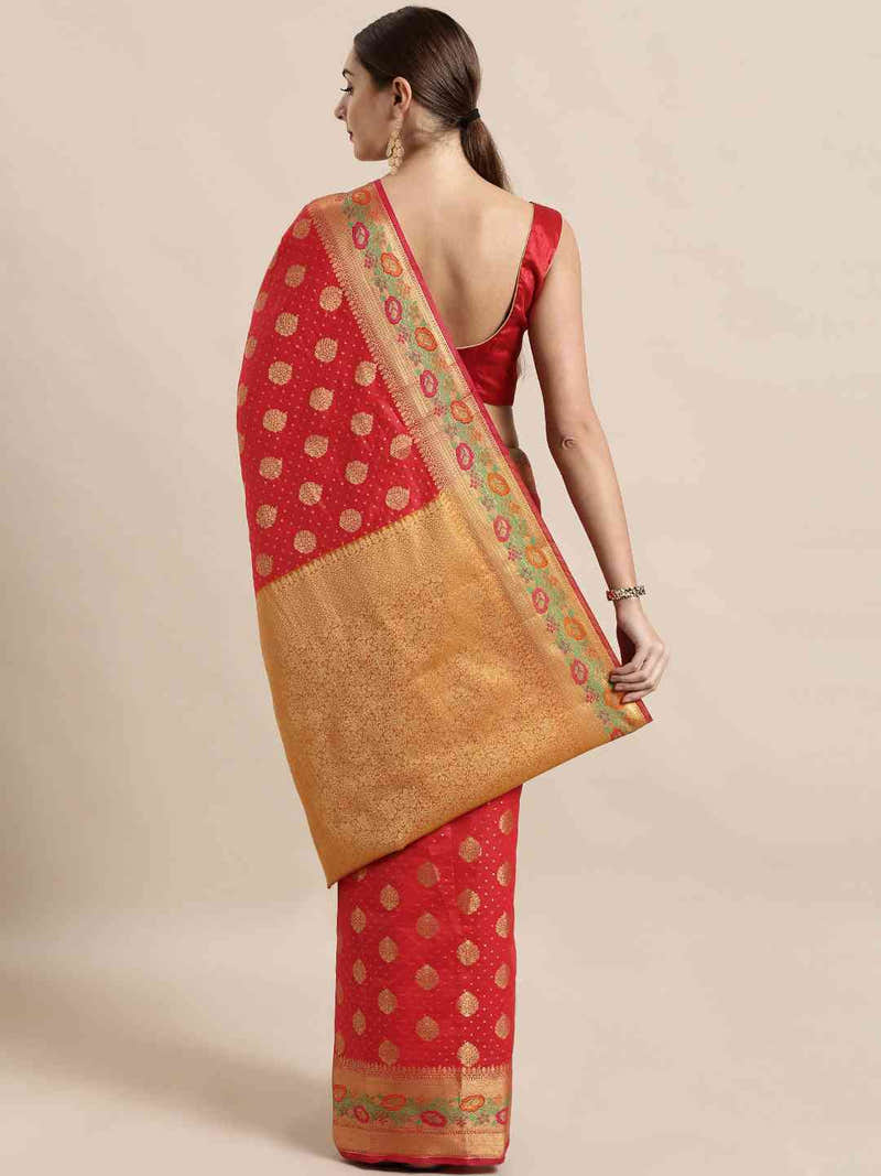 Banarasi Red Colour Woven Design Saree