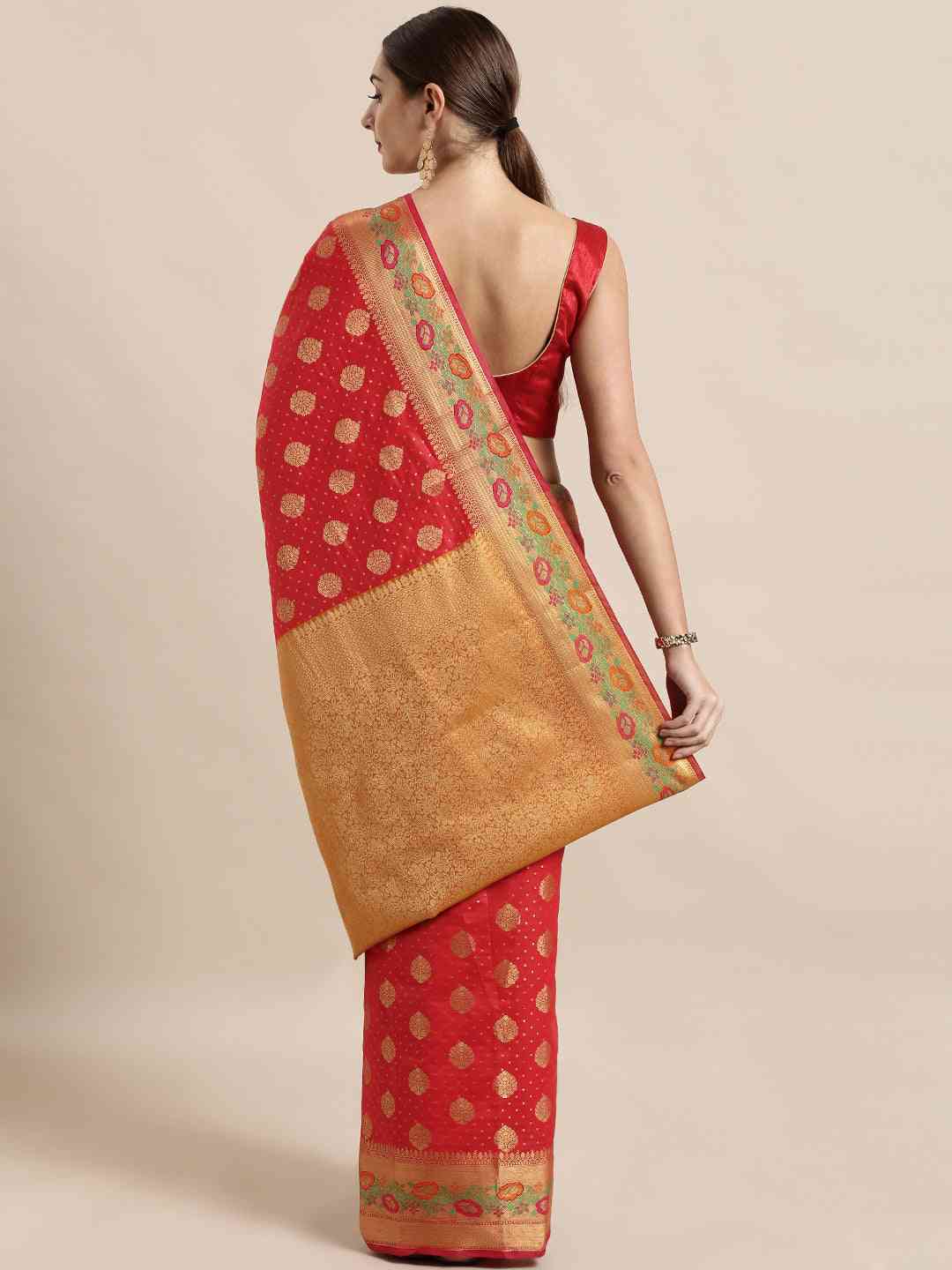 Banarasi Red Colour Woven Design Saree