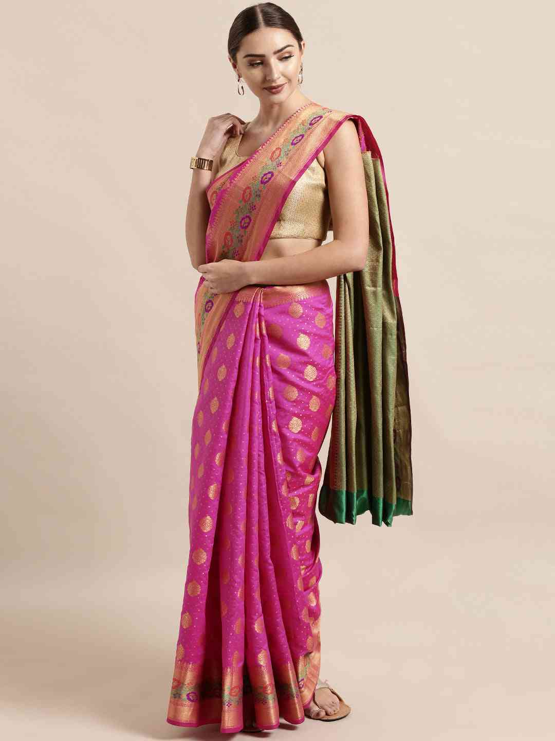 Banarasi Pink Colour Woven Design Saree