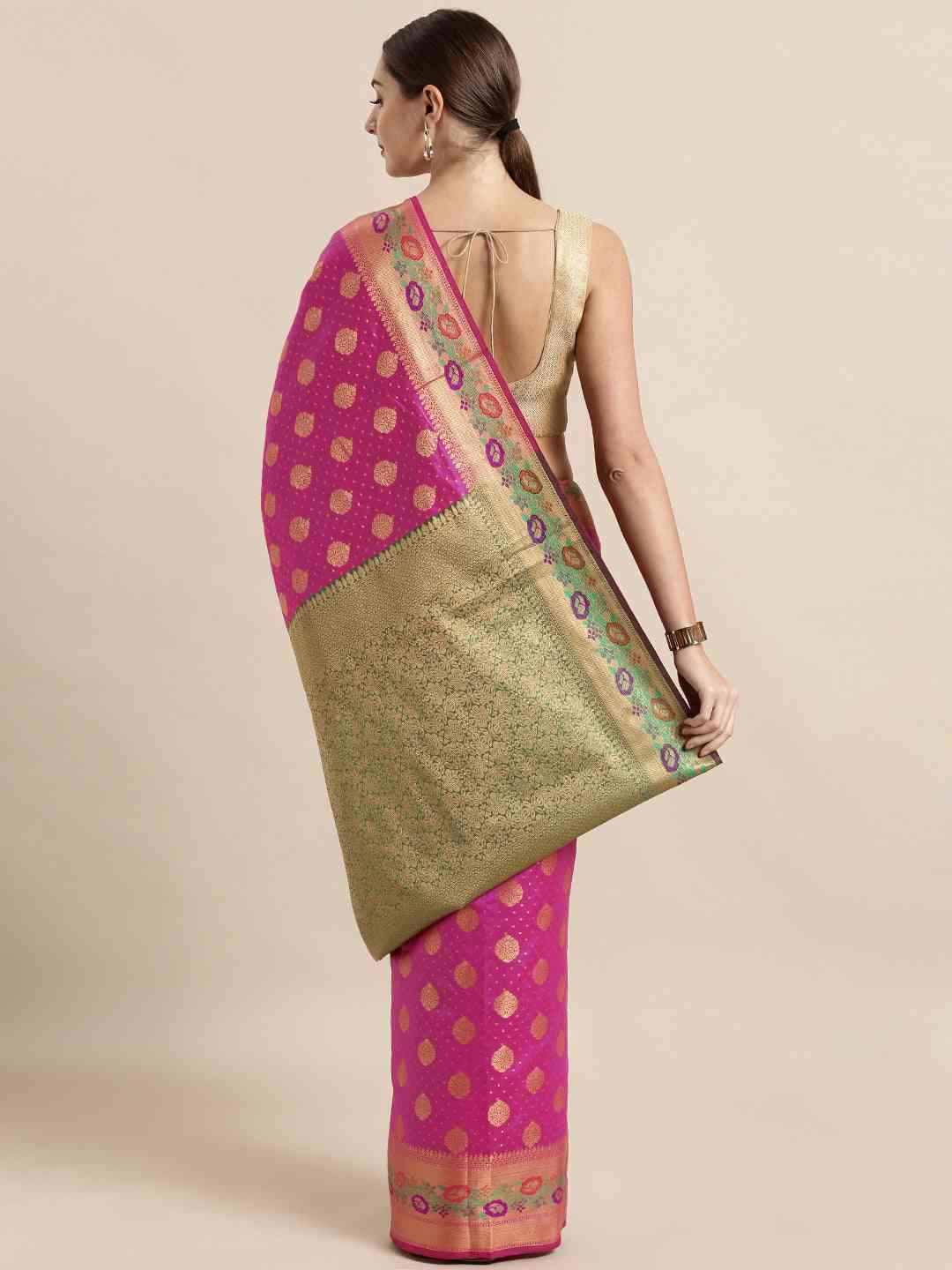 Banarasi Pink Colour Woven Design Saree