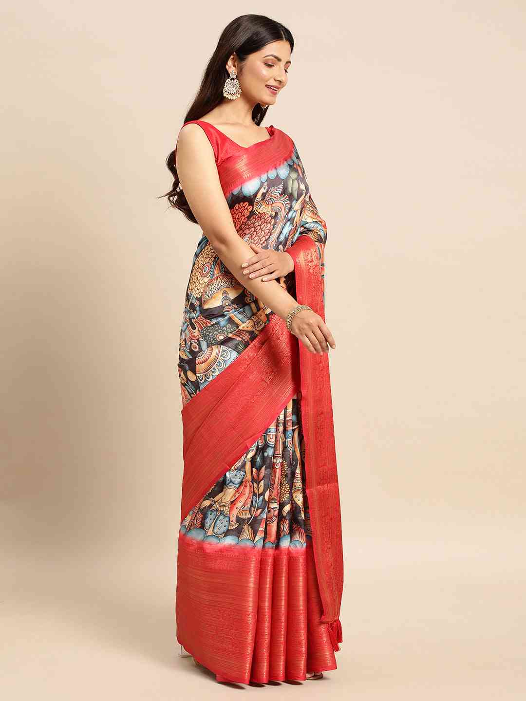 Kalamkari Pattu Banarasi Silk Saree