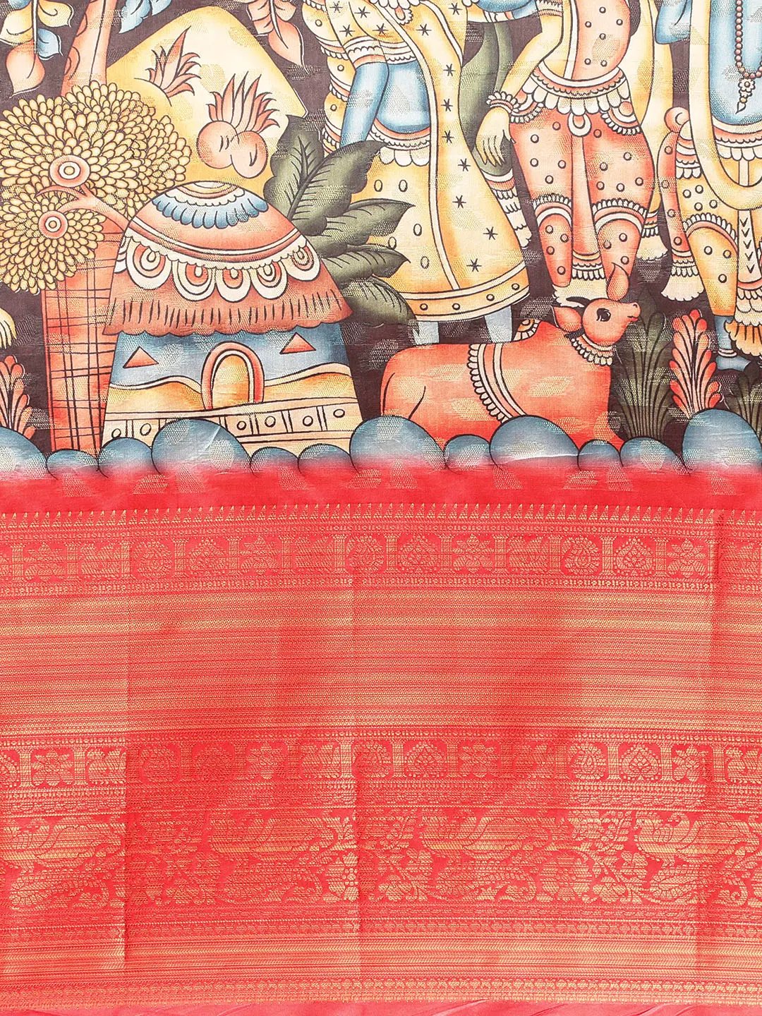 Kalamkari Pattu Banarasi Silk Saree