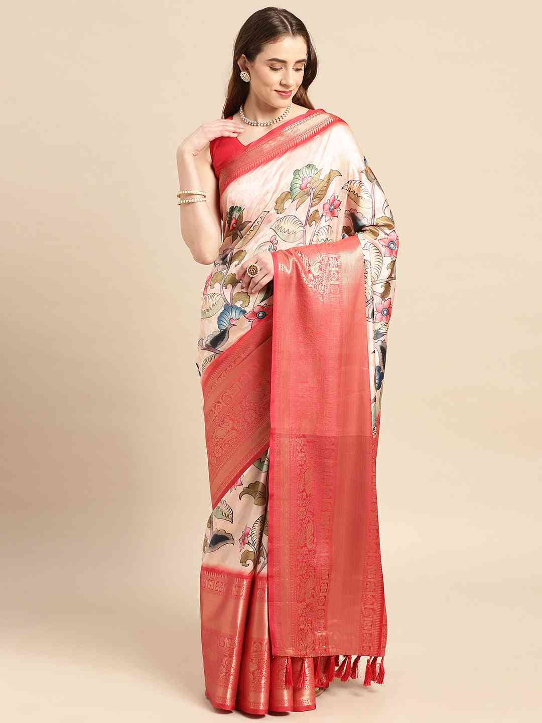 Kalamkari Pattu Banarasi Silk Saree