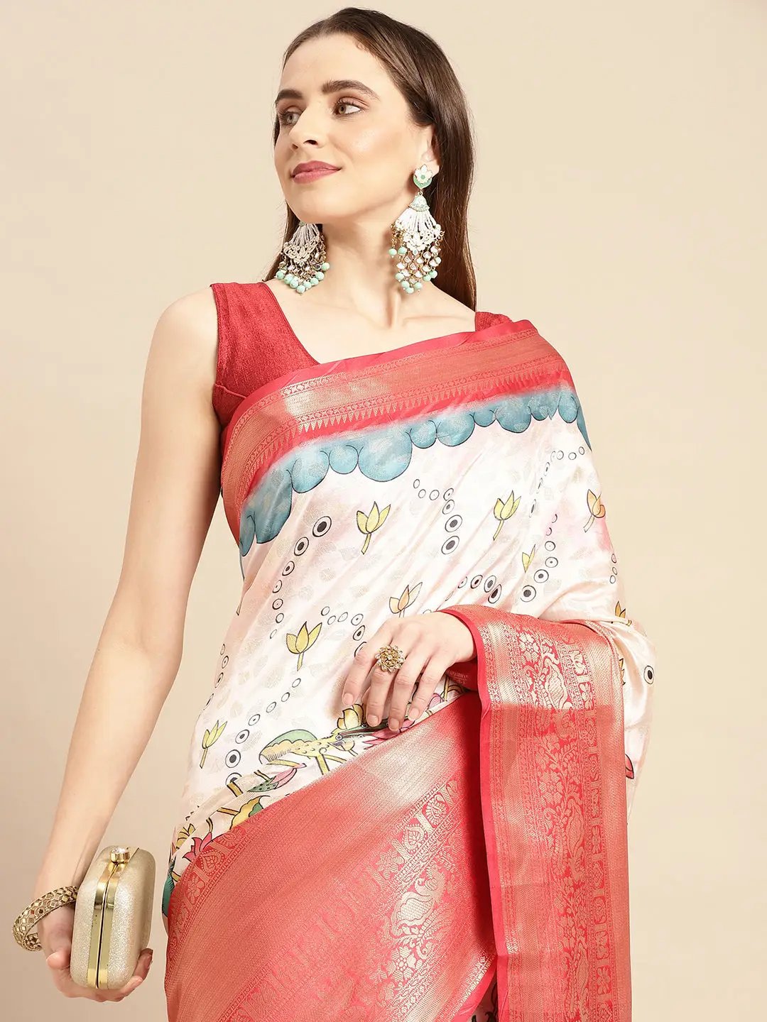 Kalamkari Pattu Banarasi Silk Saree