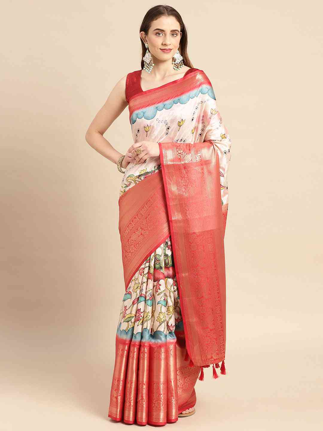 Kalamkari Pattu Banarasi Silk Saree