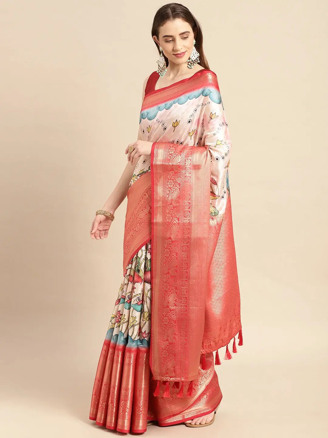 Kalamkari Pattu Banarasi Silk Saree