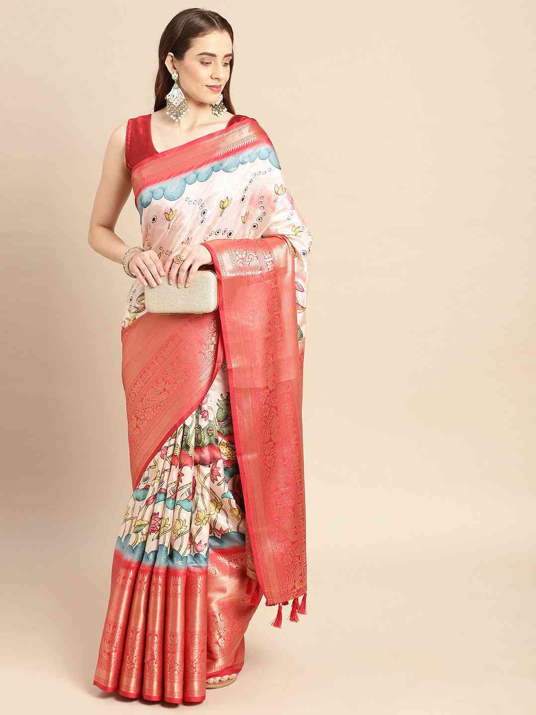 Kalamkari Pattu Banarasi Silk Saree