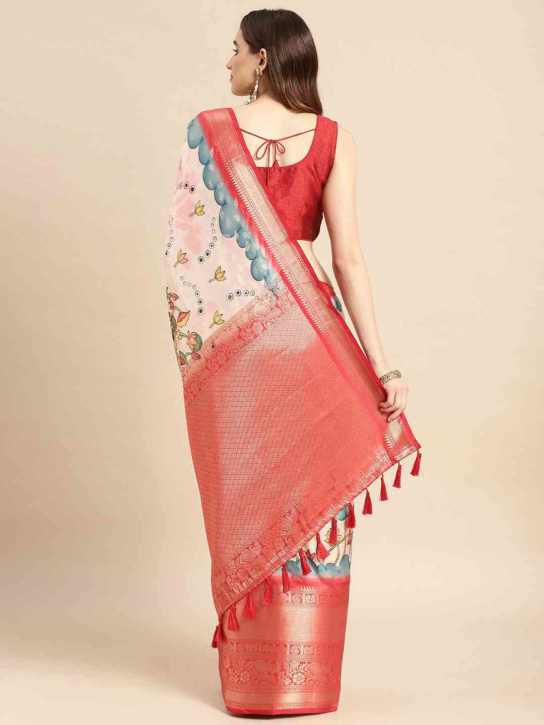 Kalamkari Pattu Banarasi Silk Saree