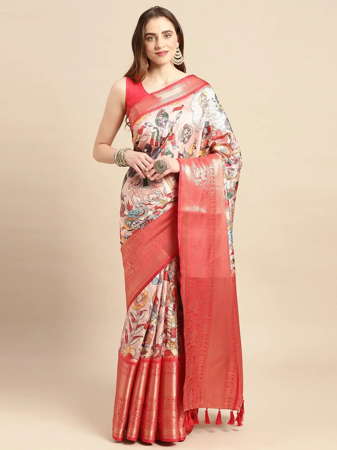 Kalamkari Pattu Banarasi Silk Saree