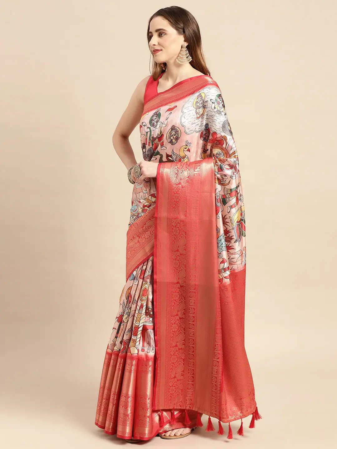 Kalamkari Pattu Banarasi Silk Saree