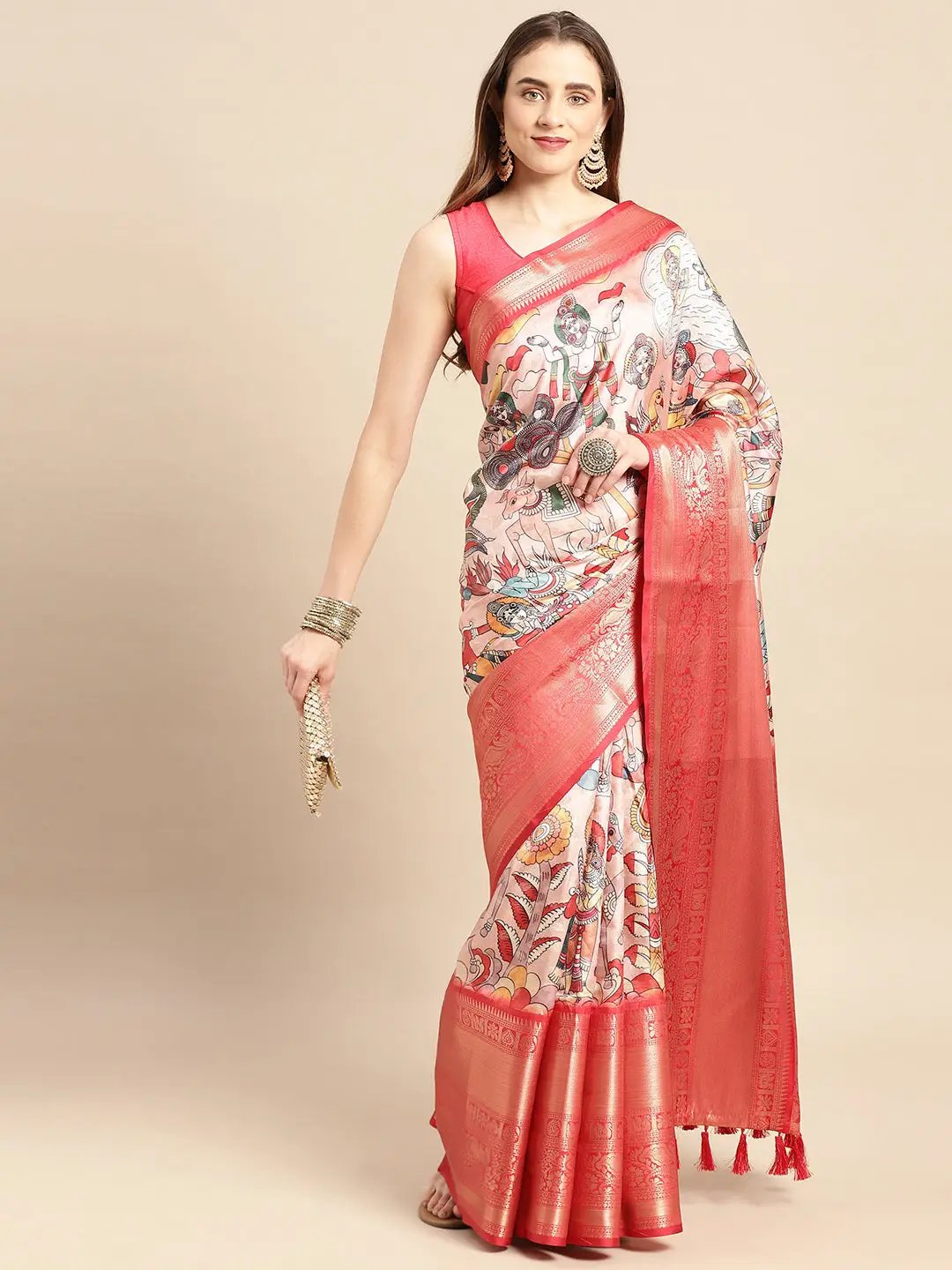 Kalamkari Pattu Banarasi Silk Saree