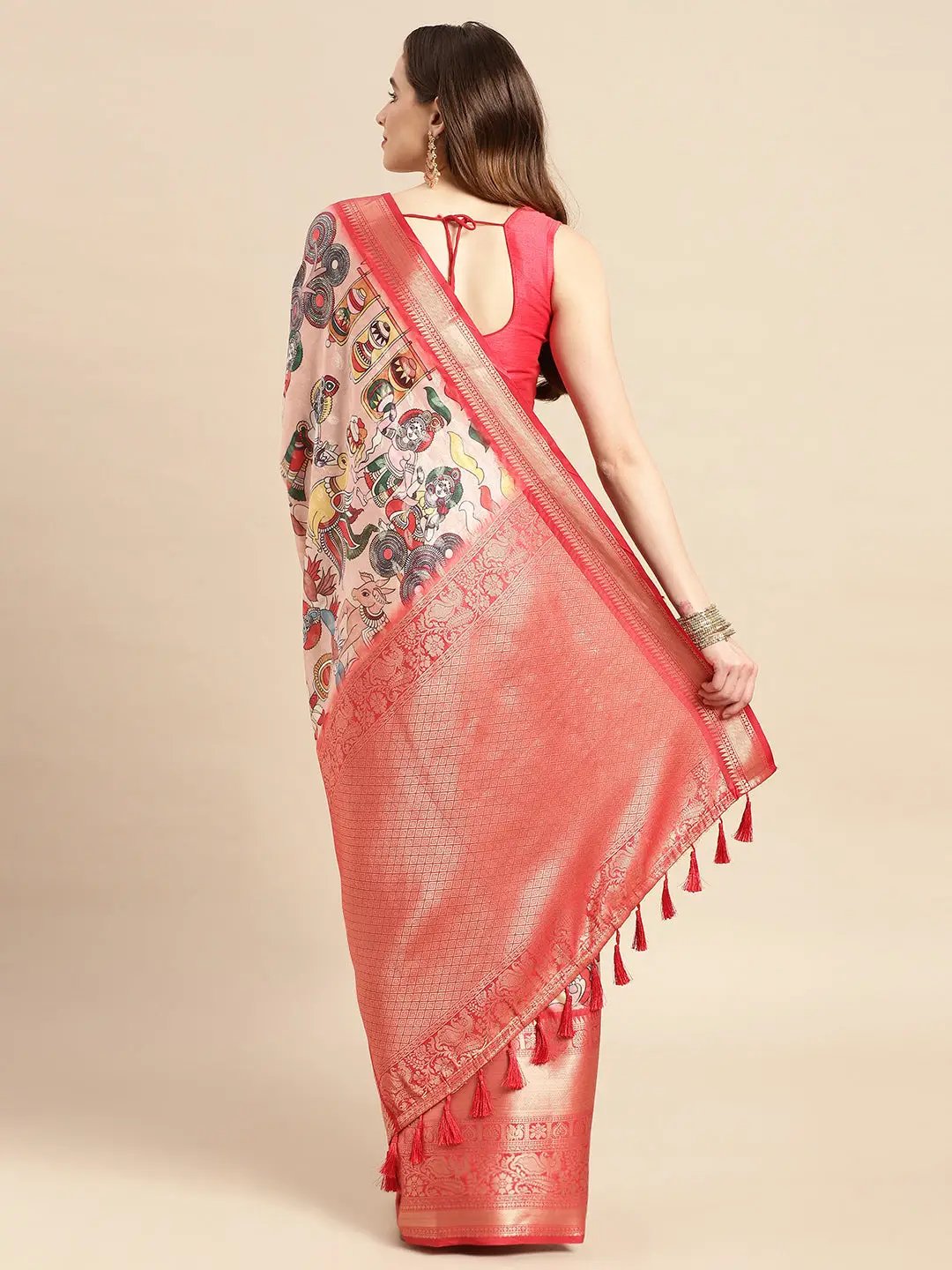 Kalamkari Pattu Banarasi Silk Saree