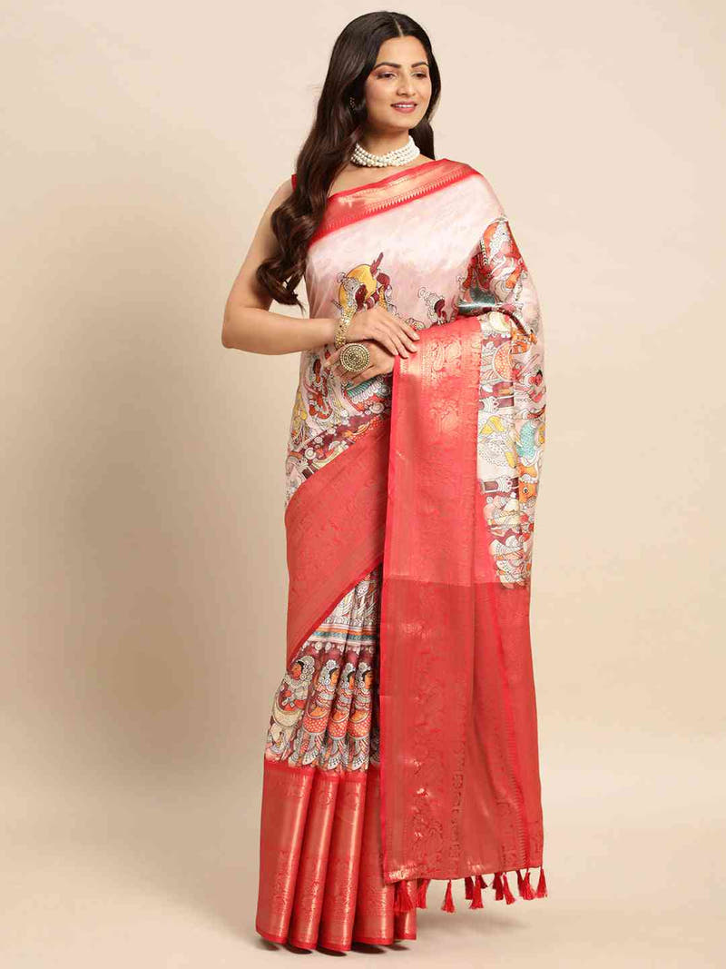 Kalamkari Pattu Banarasi Silk Saree